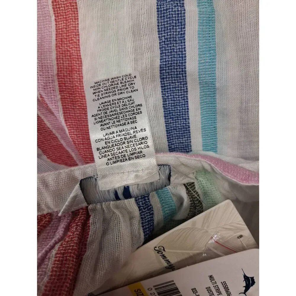 Tommy bahama women medium maxi dress beach sun travel gauzy cotton green stripe